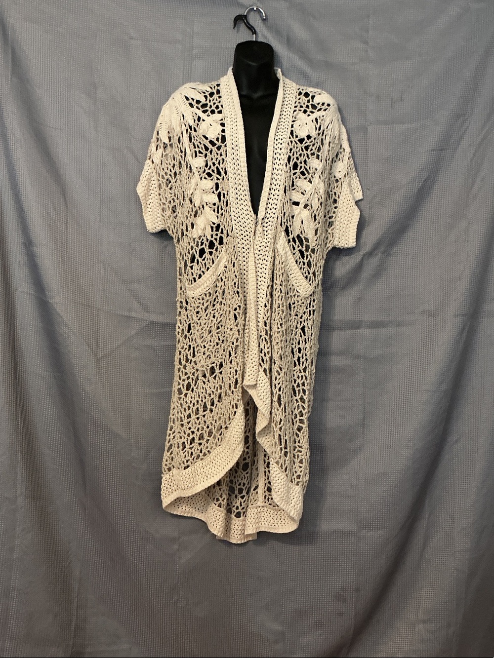 Angel Of The North Open Crochet Cream Duster Cardigan